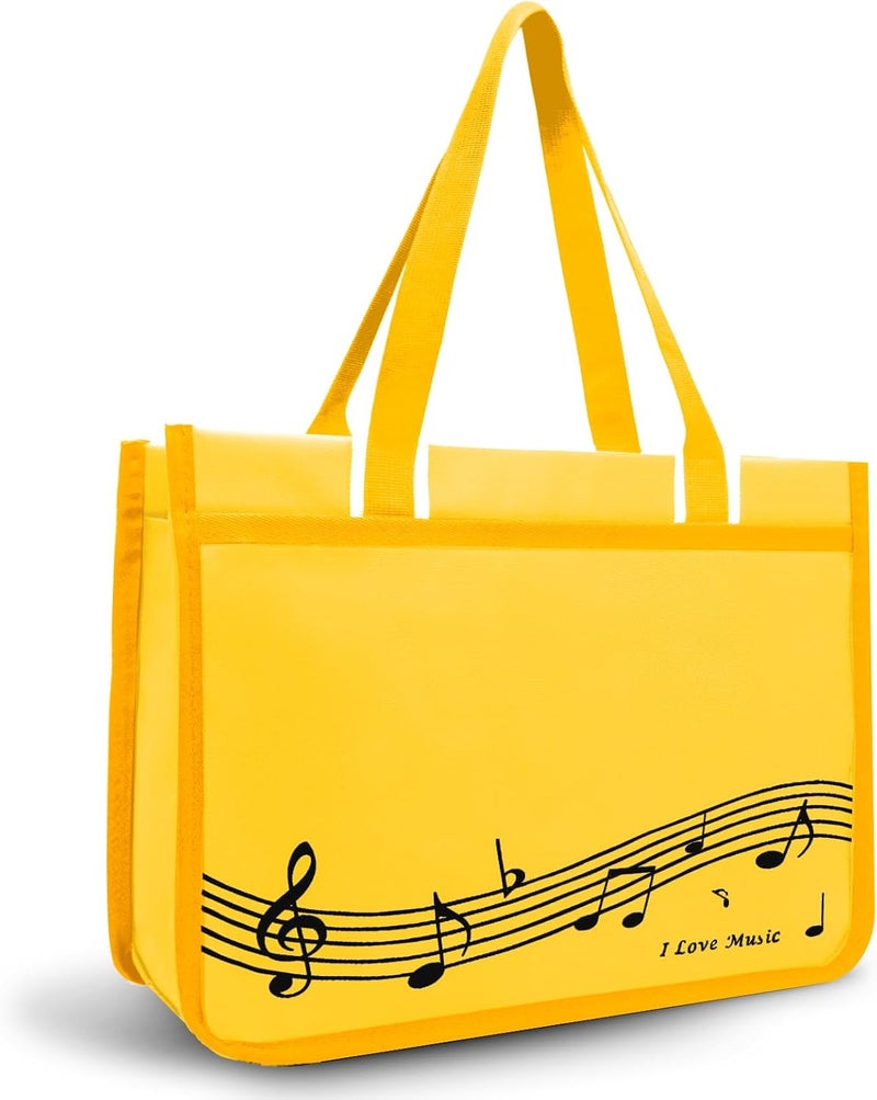 BestSounds Piano Bag, Zipper Waterproof Music Book Tote Bag Piano Accessories for Students Kids, Women, Gifts for Musicians (Yellow Music) - Image 1